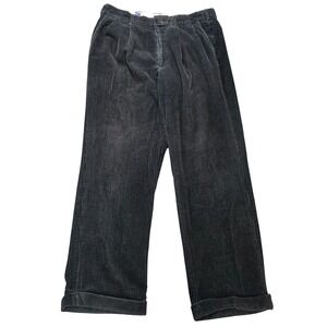 Vintage Christopher Hayes Pleated Wide Wale Corduroy Pants Mens Size 34x30 Black